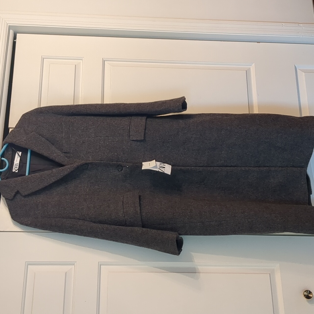 NWT Zara 100% Wool Coat - Heather Charcoal size XS-S